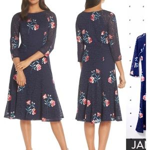 Eliza J Navy Floral Lace dress. Size 2. Worn once